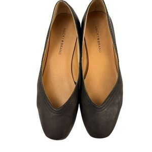 Lucky Brand Black Leather Flats Women's Size 6.5 Ballet Slip